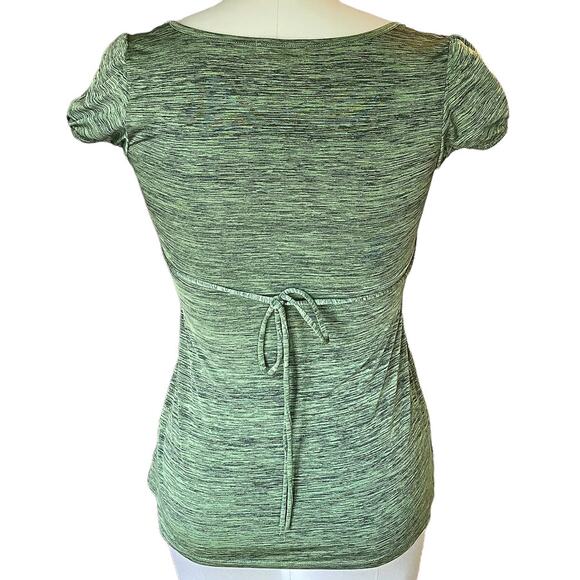 SPEECHLESS Ladies Green Top w/ Belt Tie Back Short Sleeve Tunic Top ~ Size S - Picture 4 of 5